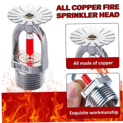Straight Up Bulletproof Pendent Fire Sprinkler Head With Lightning Quick Response Trigger And Reliable Downward Spray Plus Half Inch Npt Thread For No Mess Residential Or Commercial Safety Gear, close-up view showcasing copper build and 1/2 inch thread.