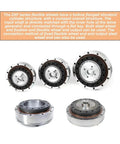 Precision Strain Wave Gear Harmonic Reducer With Knockout 30 To 1 Ratio, four metal wheels showcasing compact design for CNC applications.