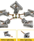 Self Drilling Drywall Anchor Kit With Screws For Hollow Walls And Gypsum Board Nylon Expansion Plugs shown before and after tightening.