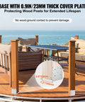 Adjustable 8 By 8 Post Base Bracket Set, Stainless Steel Post Anchor For Pavilion Deck Porch Handrail Railings on a deck.