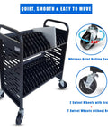 Slick 32 Device Laptop Charging Cart With Built In Surge Protection, featuring whisper-quiet rolling casters for easy mobility.