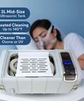 Keep It Fresh On The Daily With This Medium CPAP Ultrasonic Cleaner Equipped With A Stainless Steel Basin And Protective Basket To Deep Clean Masks Hoses And Sleep Apnea Gear, featuring a mid-size tank and control panel.