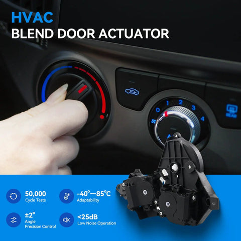 Factory Spec Blend Door Actuator Heater Damper Servo Assembly Drops Right Into 2007 To 2021 Toyota Tundra Dashboard showing HVAC controls and actuator.