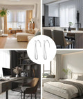 50 Pack Heavy Duty Stainless Steel Pinch Pleat Curtain Hooks 2.68 Inch Drapery Hooks Durable Metal Curtain Hangers That Grab Fabric Tight Easy Install Round Head Design Sturdy Construction For Long Lasting Use Great For Pinch Pleat Drapery Quick Install, shown in home rooms