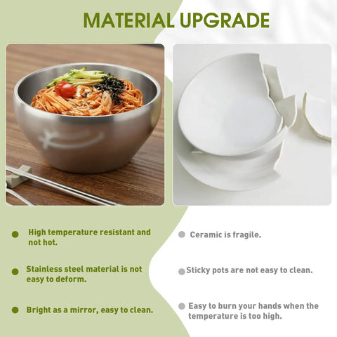 Heavy Duty Double Insulated Stainless Steel Mixing Bowls 12 Piece Bulk Set 24 Oz Matte Brushed Finish with noodles and toppings.