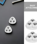 Hella Smooth Mini Stainless Steel Swivel Casters With Strong Adhesive Backing For Silent Furniture Cart Movement Wear Resistant Three Ball Bearing No Fuss Setup Pack Of Forty Eight Pieces, showing triangular shape with three ball bearings.