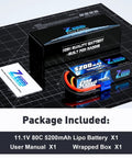 Beefy 3S 5200mAh 11.1V 80C LiPo Battery With EC5 Connector Hard Case For RC Cars Boats Trucks Helicopters Planes And Racing Models