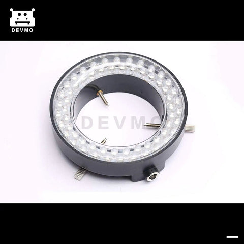 60 LED Adjustable Ring Light Illumination For Stereo Zoom Microscope With Built In Dimmer Shadow Free Lighting Easy Mount Up To 63mm Diameter Wide Voltage 110V To 240V Pro Grade Microscope Lighting For Sharp Precise Imaging, ring light front view