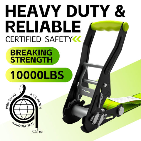 Beefy Heavy Duty Ratchet Straps With Forged J Hooks 2 Inch By 27 Foot Tie Down Straps 10000 Pound Break Strength