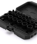 Heavy Duty Impact Bolt And Nut Extractor Kit 25 Pcs With 3/8 Inch And 1/2 Inch Drive Remover Sockets Metric 8-27Mm CR-MO Chrome Moly Steel
