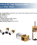 Set of 10 miniature 12mm DC gear reducers with 10mm shafts; 1000RPM, 6V for DIY bots and model cars