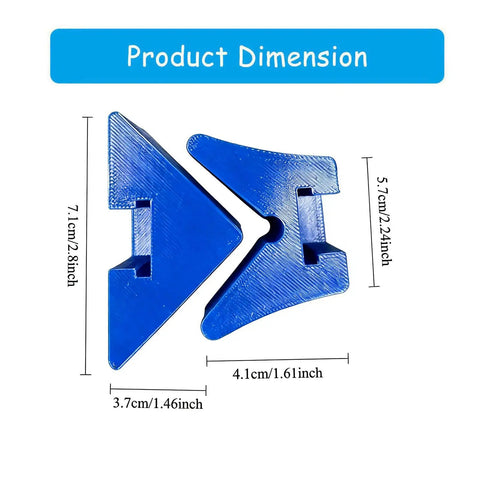 Corner Clamp Adapter For Quick Clamp 90 Degree Woodworking Tool Set blue dimensions shown 7.1cm by 3.7cm by 4.1cm by 5.7cm