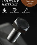 Close-up of Heavy Duty Five Sixteenth Inch By Three Inch Hex Head Lag Bolts with anti-rust feature and hex socket.