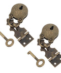 Two Pack Bear Shaped Iron Hasp Latch Lock Set For Tool Boxes And Small Chests, Vintage Decorative Hardware, with keys