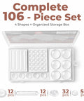 Skip Annoying Door Slams Cabinet Bumpers And Self Adhesive Silicone Furniture Pads In One Massive Variety Kit showing organized 106-piece set.
