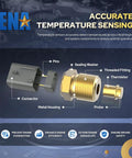 Straight Plug And Play Engine Coolant Temperature Sensor with metal housing and connector view for Chevy GMC Buick Cadillac Models 1.8L 2.0L 2019-2024.