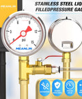 Stainless Steel Liquid Filled Pressure Gauge 0-15 Psi, 1/8 In NPT, 1.5 Inch Dial, Lower Mount, installed on piping
