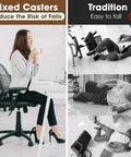 High Grade Stationary Office Chair Glides Swap Out Rolling Stool Casters Secure Non Slip Base protects flooring during use.