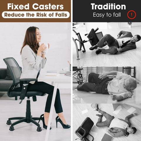 High Grade Stationary Office Chair Glides Swap Out Rolling Stool Casters Secure Non Slip Base protects flooring during use.