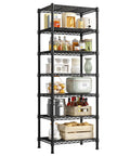 Heavy Duty 7 Tier Metal Shelving Unit Built to Last With 1176 Lbs Total Capacity 71 Inches Tall By 18 Inches Wide By 18 Inches Deep Sturdy Steel Wire Shelves For Garage Kitchen Living Room And Bathroom Storage, black 7-tier shelf in kitchen
