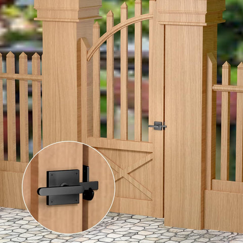 Beefy Double Sided Gate Latch For Outdoor Fences And Wood Gates With Dual Handles On Both Sides Aluminum Alloy Black Powder Coat