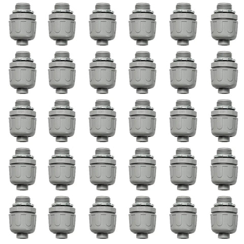 30-pack of HDHAODA Conduit Connectors, 1/2 Inch Liquid Tight Connector NPT Non-Metallic for PVC Electrical Flexible Conduit Fittings