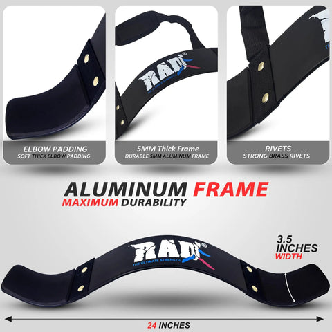 Arm Blaster For Biceps And Triceps, 24 Inch Curl Brace with 5mm thick neoprene padding, aluminum support plate, brass rivets