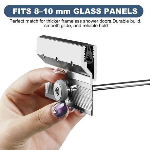 Close-up of 4 Pack M6053 Frameless Shower Door Roller Assemblies with three quarter inch plastic wheels and ball bearings.