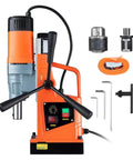 1550W Cordless Magnetic Drill Press With 13000N Force And 2 Inch Core Bit Variable Speed Portable Electric Tool For Steel Featuring Overload Protection High Performance Copper Motor Up To 500 Rpm showing drill press with accessories.