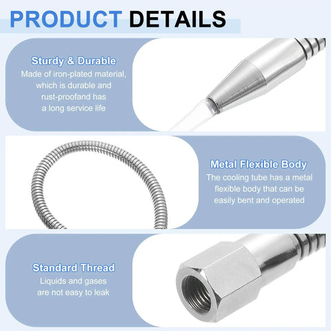 Rock Solid Mist Coolant Spray Tube With Slick Round Nozzle G One Quarter Thread Iron Plated Steel Water Oil Cooling Line Rapid Hookup For Cnc Lathe Milling Drill Machine Shop 800mm showcasing flexible iron plated body and standard thread.