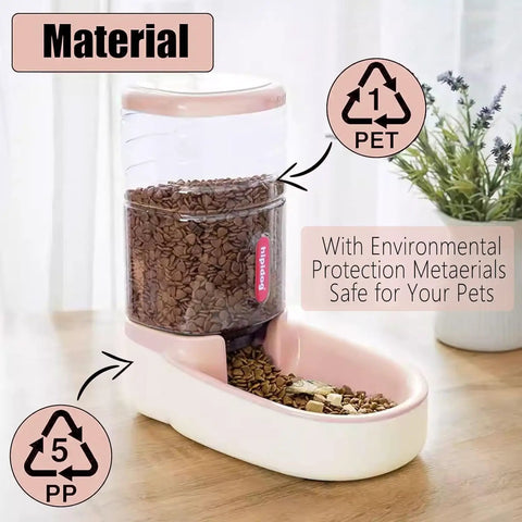 Reliable Gravity Dog Food Dispenser Automatic Cat Feeder With One Gallon Capacity For Small Medium Dogs And Cats Pink Siphon Kibble Station with eco-friendly materials.
