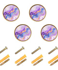 4 Pack Abstract Art Fluid Cabinet Knobs Round One And A Quarter Inch Dresser Drawer Pulls With Included 0.87 And 1.18 Inch Screws