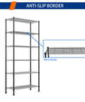 Heavy Duty Wire Storage Rack With Adjustable Shelves Built Like A Tank For Laundry Room Kitchen Pantry Closet Organization Solid Metal Shelf Unit Organize Home Setup Zero Drama In Sleek Black showing anti-slip border and mesh details.