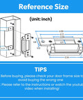 Reference size diagram for Built Tough Heavy Duty Electric Door Strike Lock dimensions in inches for installation.