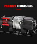 12V Powerful One Point Nine Horsepower Electric Winch Kit With Heavy Duty Steel Cable for ATV UTV dimensions display