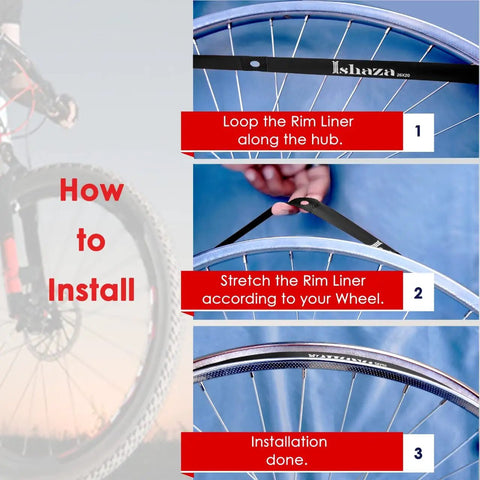 Installation guide for Pack Of 2 Red Rim Strips For 26 Inch Wheels 20 Mm Wide High Pressure Puncture Resistant Elastic PVC Rim Tape