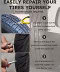 Guide on using All In One Tire Repair Kit With Screw In Self Sealing Plugs Pro Grade Heavy Duty Tubeless Patch Tools for easy tire repair.
