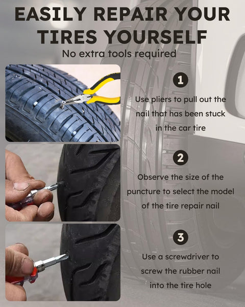Guide on using All In One Tire Repair Kit With Screw In Self Sealing Plugs Pro Grade Heavy Duty Tubeless Patch Tools for easy tire repair.