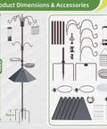 94 Inch Garden Bird Feeding Station Kit With Heavy Duty Metal Squirrel Baffle Seed Tray And Mesh Basket parts layout