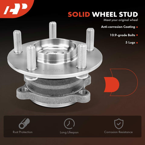 Two Pack Rear Wheel Bearing And Hub Assembly 5 Lug For Mazda CX 5 2013 Through 2023 AWD All Models High Load Capacity Durable Replacement Ready To Roll front view showcasing metal hub with bolts