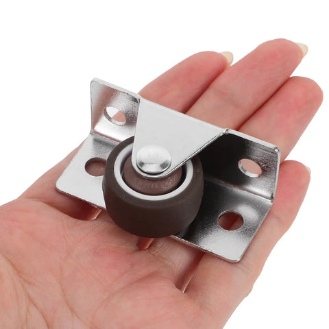 No Sweat Silent TPR Drawer Casters 4 Piece Heavy Duty Fixed Rolling Wheels For Office Cart And Cabinet Smooth Ride Replacement Hardware Flat Plate Mount Brackets held in hand
