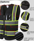 Heavy Duty High Viz Reflective Safety Vest For Men And Women Featuring All Day Comfy Breathable Mesh Top Shelf Construction Work Gear For Day And Night Visibility with multiple pockets and reflective tape.