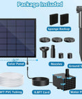 Solar Fountain Pump For Bird Bath And Small Pond Two Point Five Watt With Dry Run Protection package with accessories