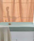 Ultra Soft Muslin Changing Pad Cover For Baby Diaper Changes Fits 32x16 To 34x16 Standard Pads, Cozy and Breathable, on changing table