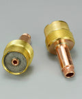 TIG Gas Lens Collet Bodies Jumbo Large Diameter One Eighth Inch And Three Point Two Millimeter Orifice For QQ300 PTA DB SR WP Seventeen Eighteen Twenty Six Welding Torch Pack Of Two, showing mesh detail and thread.