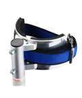 Close-up of strap and buckle on Adjustable Drywall Stilts for Painting and Cleaning, 24 to 40 Inches, Lightweight Aluminum Construction