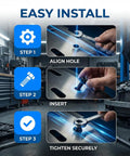 M6x24mm Hella Tough Auto Body Bolts Kit With Washers installation steps showing alignment, insertion, and tightening process.