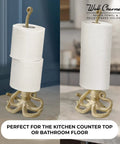 Gold Octopus Paper Towel Holder Made Of Metal Dope Yet Functional Toilet Paper Or Kitchen Paper Roll Stand For Floor Or Countertop