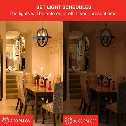 Smart Edison Style LED Bulbs 4 Pack Dimmable Filament Candelabra Lights 450 Lumen 40W Equivalent 2.4 GHz WiFi ambiance in dining room