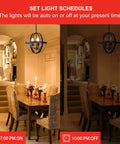 Dining room with Zigbee Smart Light Bulbs 4 Pack with Hub Required, set at different schedules, illuminating dining table